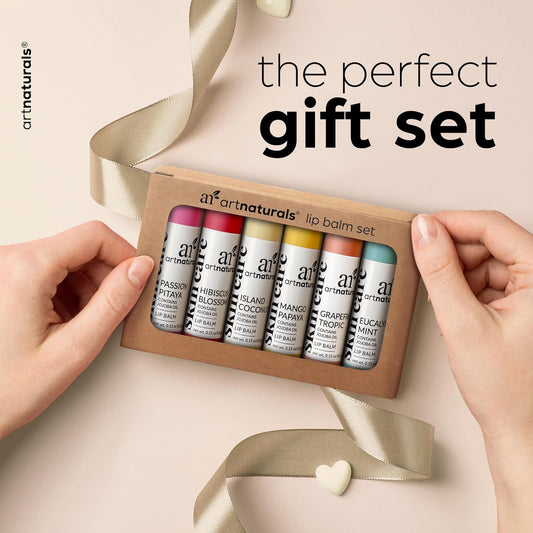 Artnaturals Organic Beeswax Lip Balm Gift Set - Assorted Flavors With Aloe, Coconut & Jojoba Oils