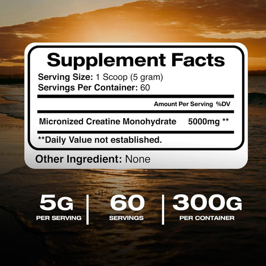 American Standard Supplements Pure Creatine Monohydrate Micronized Powder - Micronized Creatine Monohydrate Powder - Unflavored - 5000Mg Per Serving - 60 Servings (300G)