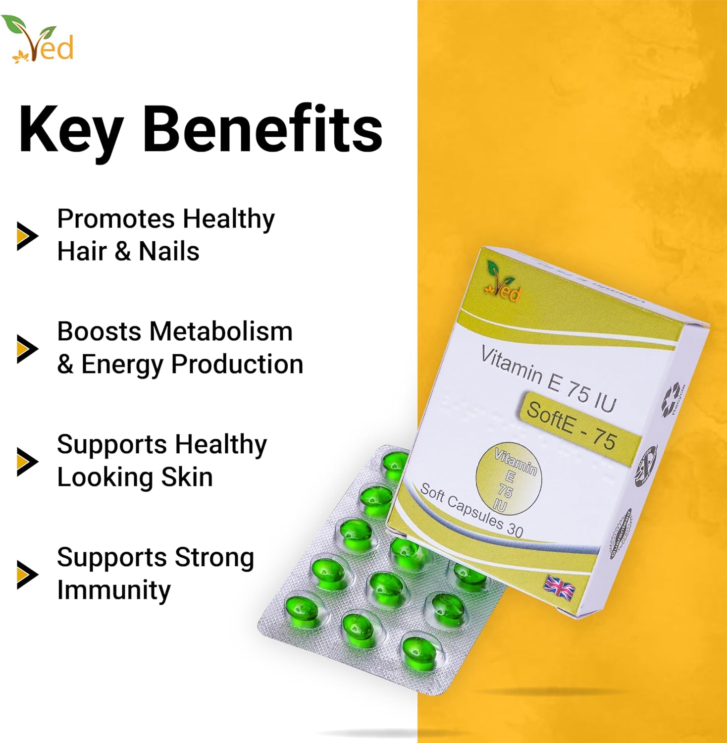 VED Vitamin-E 75 IU SOFTGEL Capsule | 30 Days Supply : Amazon.co.uk: Health & Personal Care