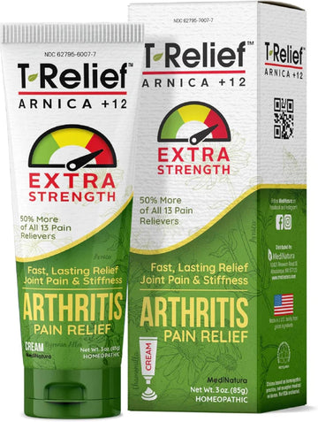 T-Relief Extra Strength Arthritis Cream Arnica +12 Pain Relieving Natural Medicines Help Soothe Soreness Stiffness Aches & Pains In Joints Naturally - 3 Oz