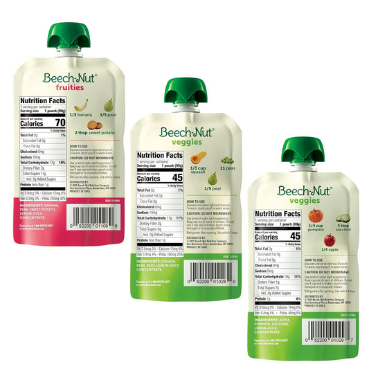Beech-Nut Baby Food Pouches Variety Pack, New Farmer'S Favorites Fruit & Veggie Purees Variety Pack, 3.5 Oz (18 Pack)
