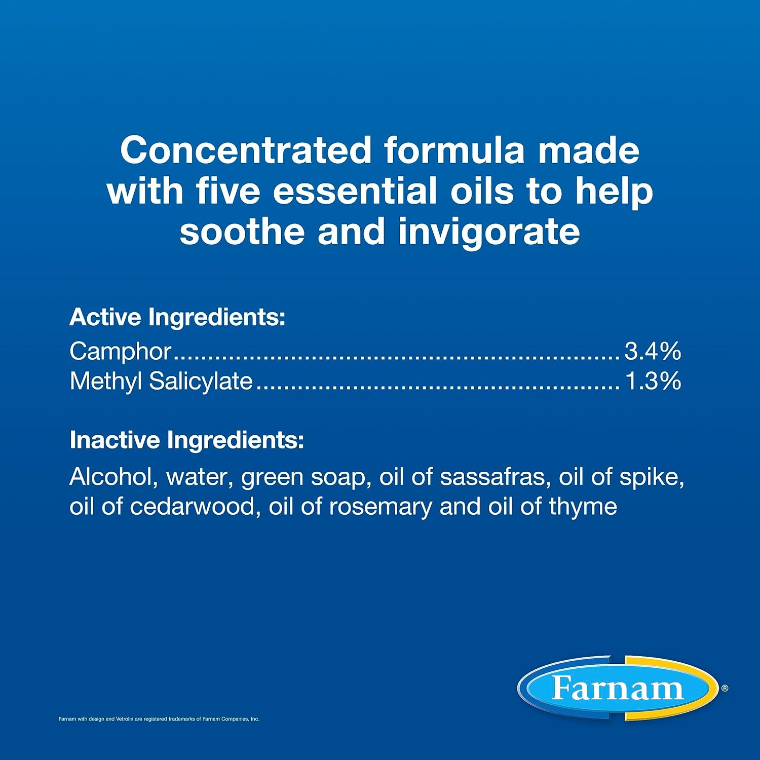 Farnam Vetrolin Horse Liniment For Muscle Soreness, Stiffness And Inflammation Relief On Horses, Helps Reduce Swelling, Aids In Pain Relief, 32 Oz. : Horse Coat Care : Pet Supplies