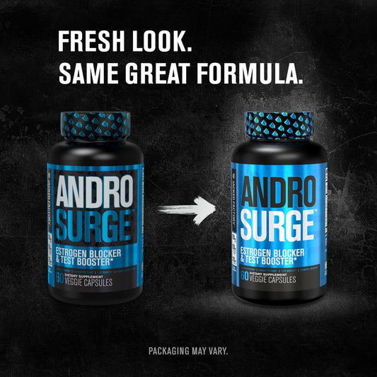 Jacked Factory Androsurge Estrogen Blocker For Men - Natural Vitality Support For Men & Anti Estrogen Aromatase Inhibitor - Vitality Booster, Muscle Builder - Dim Long Jack & More, 120 Veggie Pills