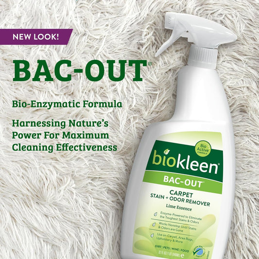 Biokleen Bac-Out Stain Remover For Carpet, Clothes - 32 Ounce And Gallon Refill - Enzymatic, For Pet Stains, Laundry, Diapers, Wine, Carpets, & More, Eco-Friendly, Plant-Based