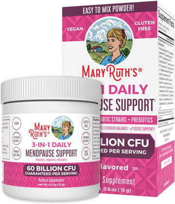 Maryruth Organics 3-In-1 Menopause Support Powder, Menopause Supplement For Women, Hormonone Balance & Estrogen Supplement, 21 Probiotic Strains Prebiotic & Postbiotic, Vegan, Gluten Free| 0.5 Ounces