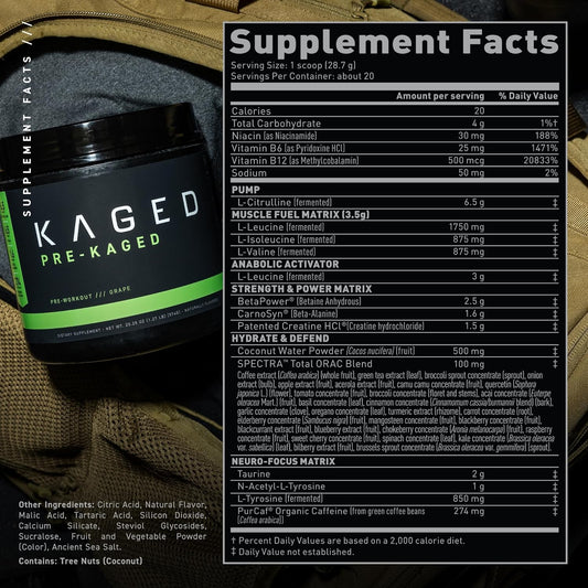 Kaged Original Pre Workout Powder | Grape | Pre-Kaged | Formulated Wit