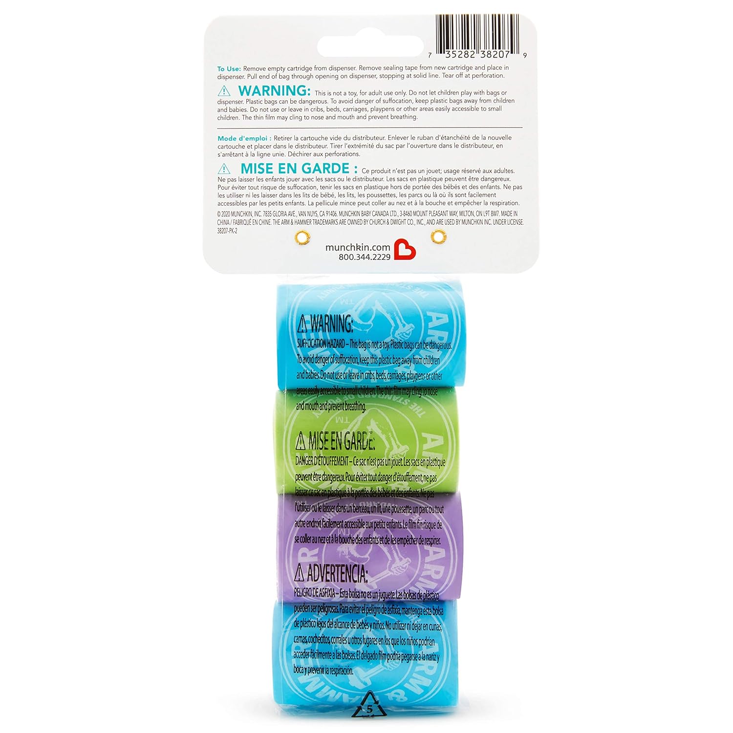 Munchkin® Arm & Hammer Diaper Bag Refills, 4 Pack, 48 Bags : Baby