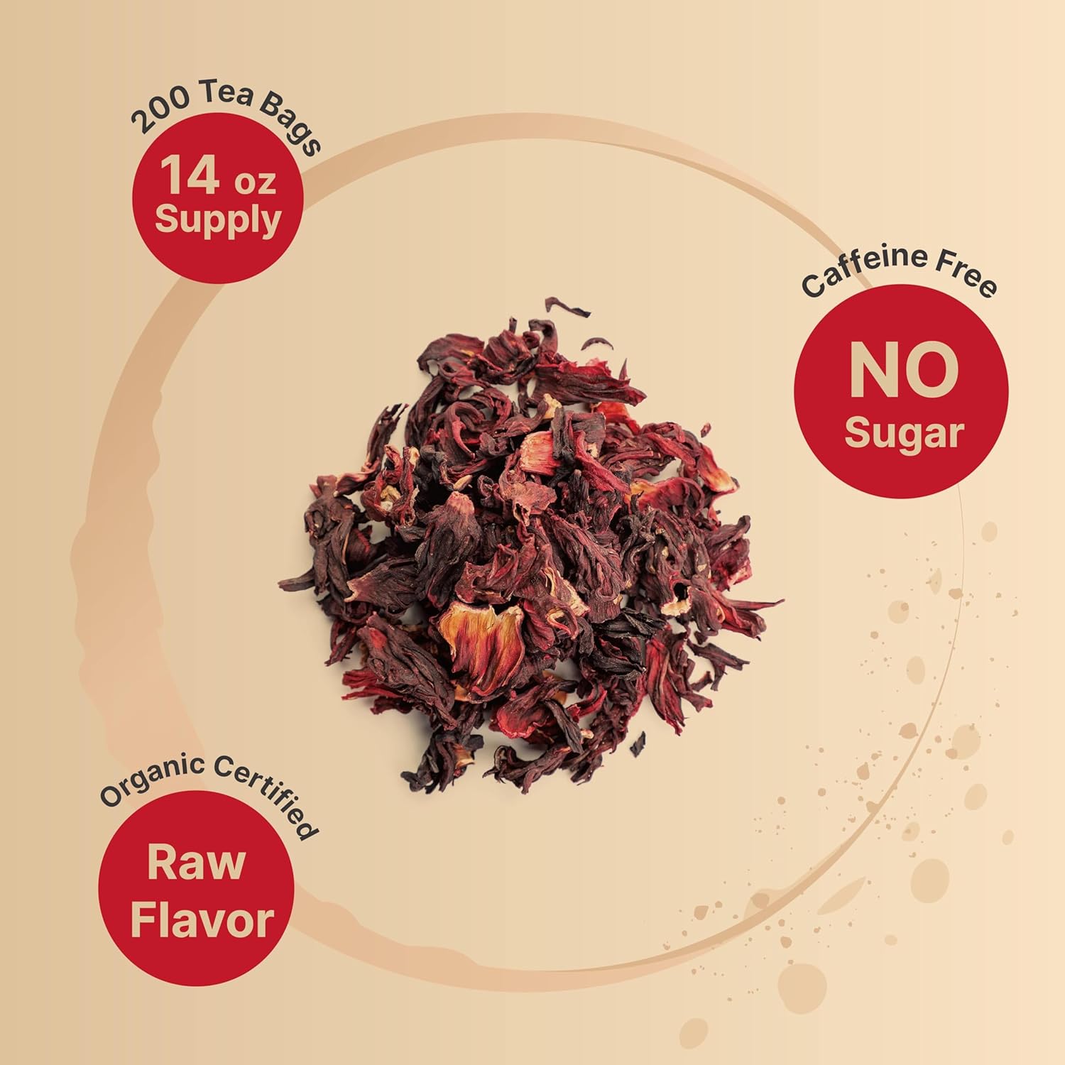 Organic Hibiscus Tea, 200 Tea Bags | Sugar Free Sweet & Tart Flavor – Antioxidant Rich – Great For Flor De Jamaica Tea – No Caffeine – Abacá Hemp Fiber Bag – Non-Gmo