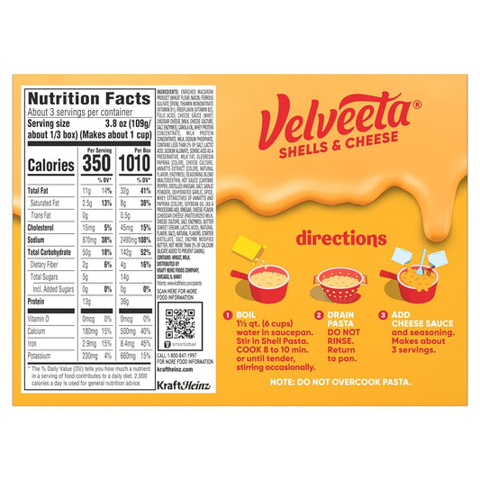 Velveeta Buffalo Style Shells & Cheese With Shell Pasta, Cheese Sauce And Seasoning, 11 Oz Box