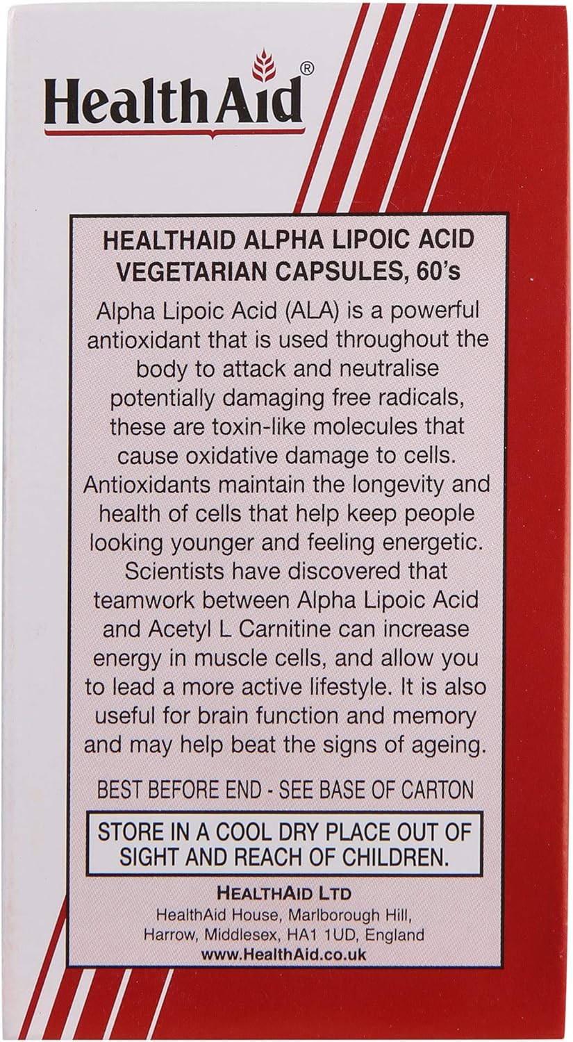 HealthAid Alpha Lipoic Acid 250mg - 60 Vegicaps : Amazon.co.uk: Health & Personal Care