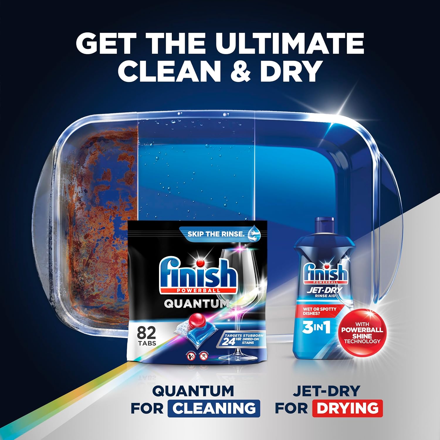 Finish Quantum Powerball, Dishwasher Pods, Dishwasher Detergent Liquid, Dishwasher Soap, Advanced Clean & Shine, 82Ct Dishwasher Tablets