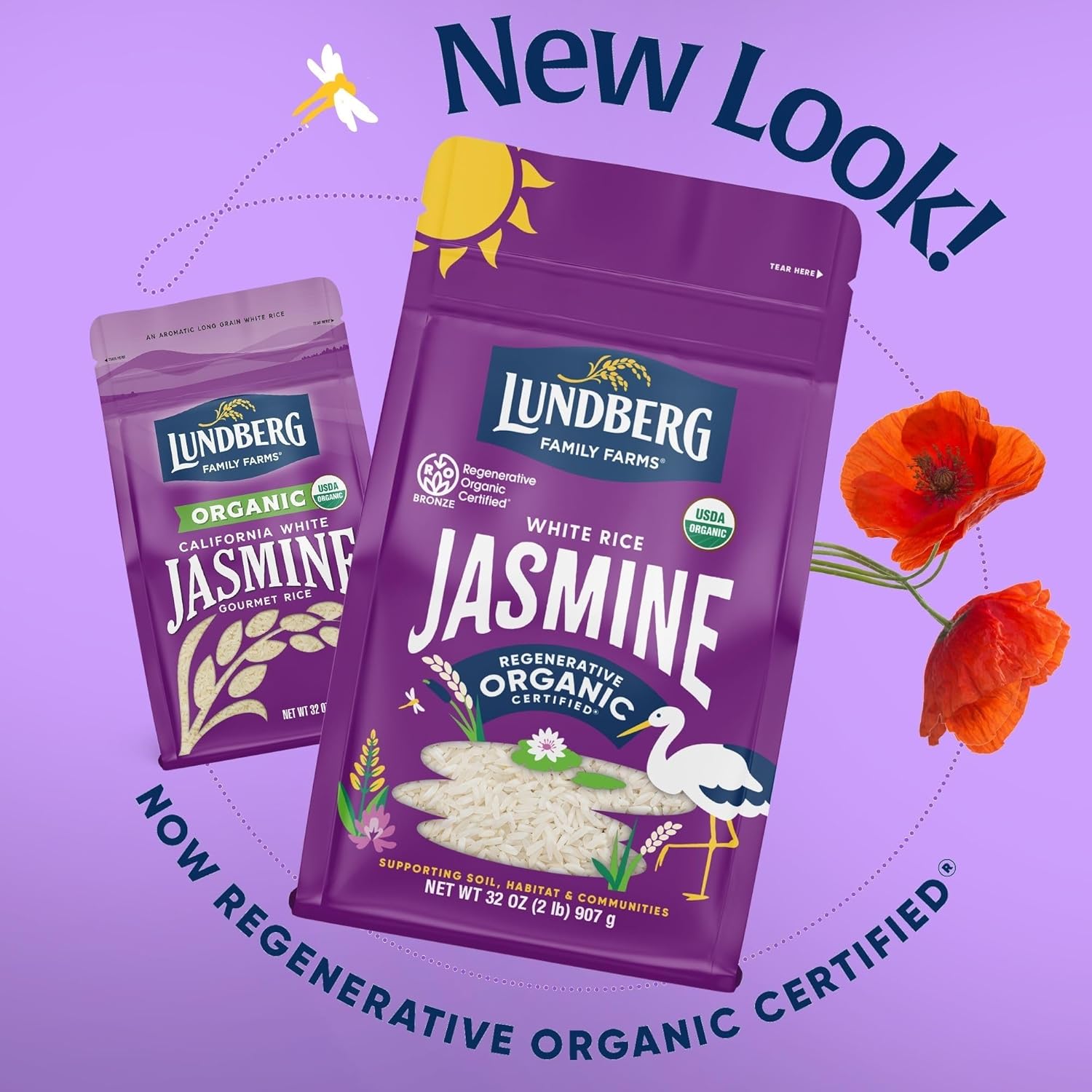 Lundberg Jasmine Rice, Regenerative Organic Certified, 6-Pack – Non-Sticky, Aromatic Long-Grain White Rice, Responsibly Grown In California, 32 Oz Ea : Brown Rice Produce : Grocery & Gourmet Food