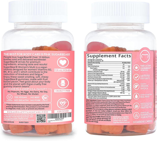 Sugarbear Women'S Multivitamin Gummies, Vegan Collagen Booster Blend With Glutathione, Omega-3, Folate, Biotin - Gummy Supplements For Women (60 Ct)