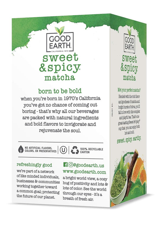 Good Earth Green Tea, Sweet And Spicy, Matcha Maker, 18 Count, Pack Of 6