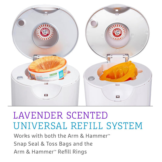 Munchkin® Step⢠Diaper Pail Powered By Arm & Hammer, #1 In Odor Control, Award-Winning, Includes 1 Snap, Seal & Toss⢠Bag, 1 Starter Refill Ring, And 1 Puck⢠Baking Soda Cartridge