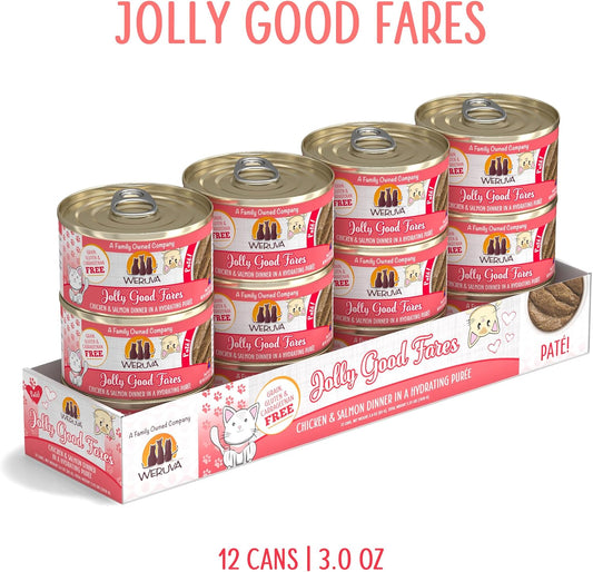 Weruva Wet Cat Food, Jolly Good Fares With Chicken And Salmon Pate, 3Oz Can, Pack Of 12