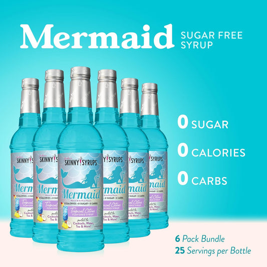 Jordan'S Skinny Mixes Sugar Free Syrup, Mermaid Flavor, Fruit Flavored Water Enhancer, Drink Mix For Ice Tea, Lemonade & More, Zero Calorie Flavoring, Keto Friendly, 25.4 Fl Oz, 6 Pack