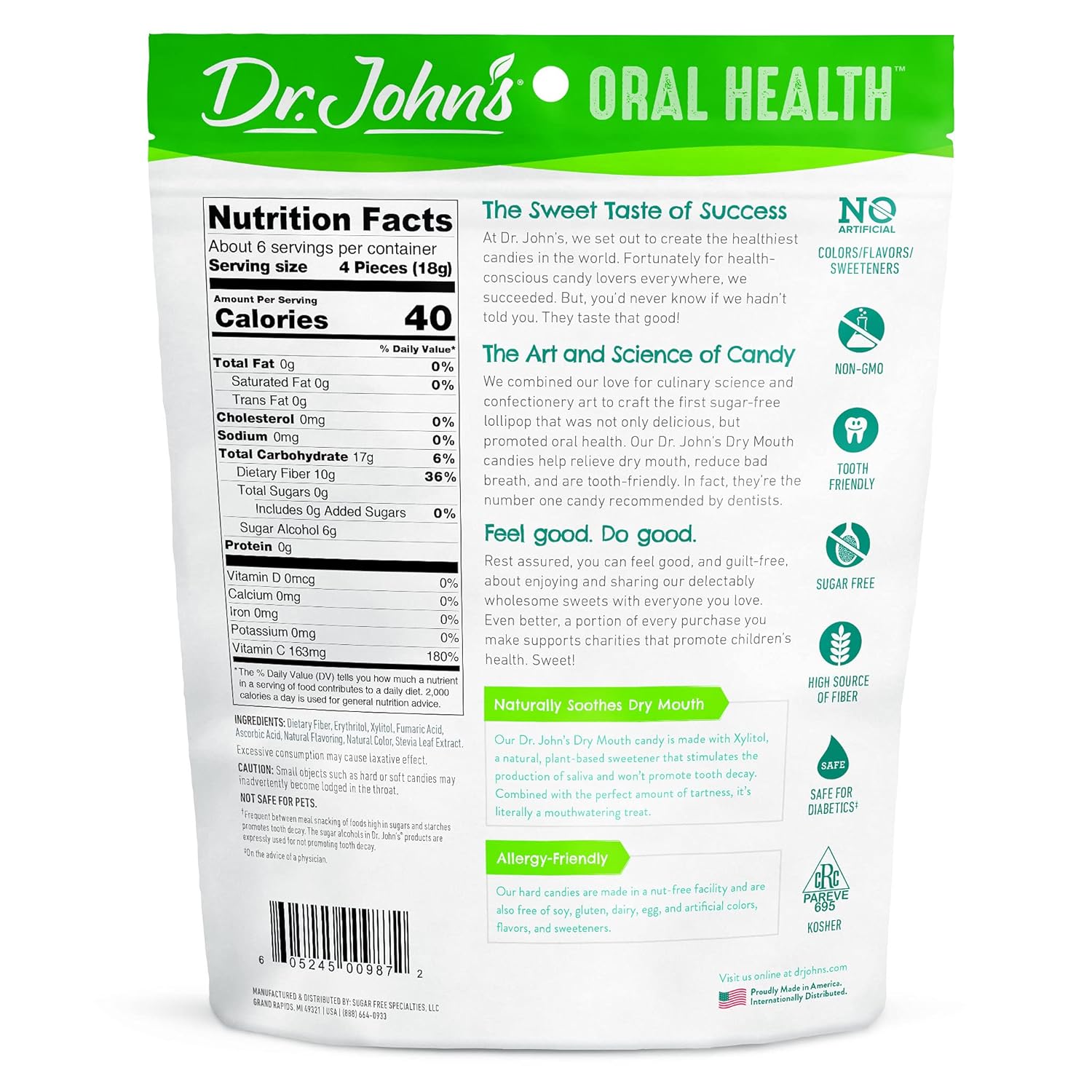 Dr. John’S Oral Health Sugar Free Candy, Healthy Dry Mouth Drops With Zero Sugar, Low Calorie Snacks, Keto Friendly Hard Candy Sweets, Orange, 24 Count, 3.85 Oz : Health & Household