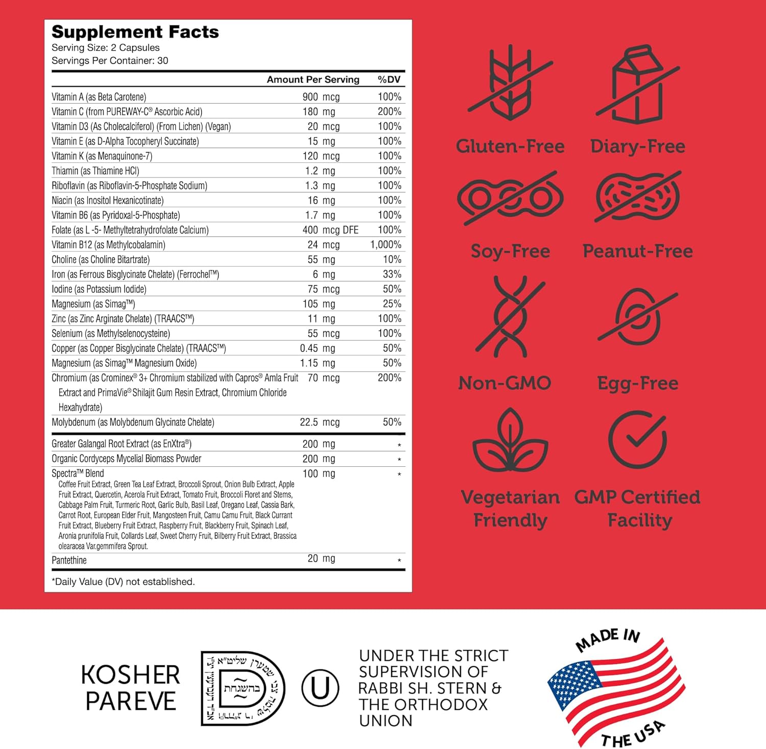 Zahler - Daily Multivitamin For Women & Men With Energy Vitamins, Minerals & Iron (60 Count) Kosher Men & Womens Multivitamins For Healthy Energy - Multi Vitamins For Adults - Made In Usa Supplements : Health & Household