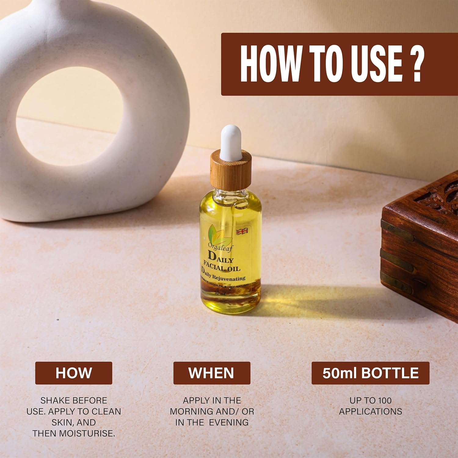 Orgaleaf Daily Facial Oil, Daily Rejuvenating, Hand Made, 50 ml : Amazon.co.uk: Beauty