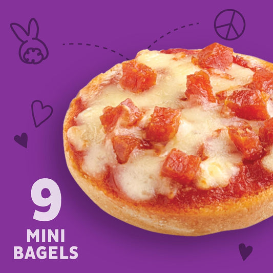Annie'S Frozen Mini Pizza Bagels, Uncured Pepperoni, Snacks, 9 Ct, 6.65 Oz