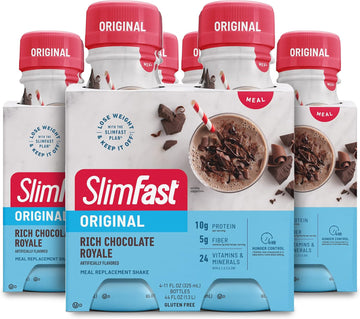 Slimfast Meal Replacement Shake, Original Rich Chocolate Royale, 10G Of Ready To Drink Protein For Weight Loss, 11 Fl. Oz Bottle, 4 Count (Pack Of 3) (Packaging May Vary)