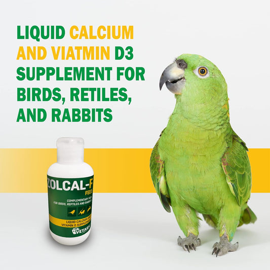 Zolcal-F Feed |Liquid Calcium & Vitamin D3 Supplement For Birds, Reptiles & Rabbits | Water-Soluble | 120MlZf