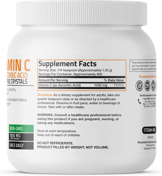 Vitamin C Powder Pure Ascorbic Acid Soluble Fine Non Gmo Crystals โ Promotes Healthy Immune System And Cell Protection โ Powerful Antioxidant - 1 Kilogram (2.2 Lbs)