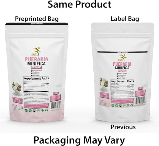 Potent Pueraria Mirifica White Kwao Krua Kao Powder, Promotes Women's Health | Imported from Thailand | Organic, Non GMO, Gluten Free Supplement | 100g | by SMS