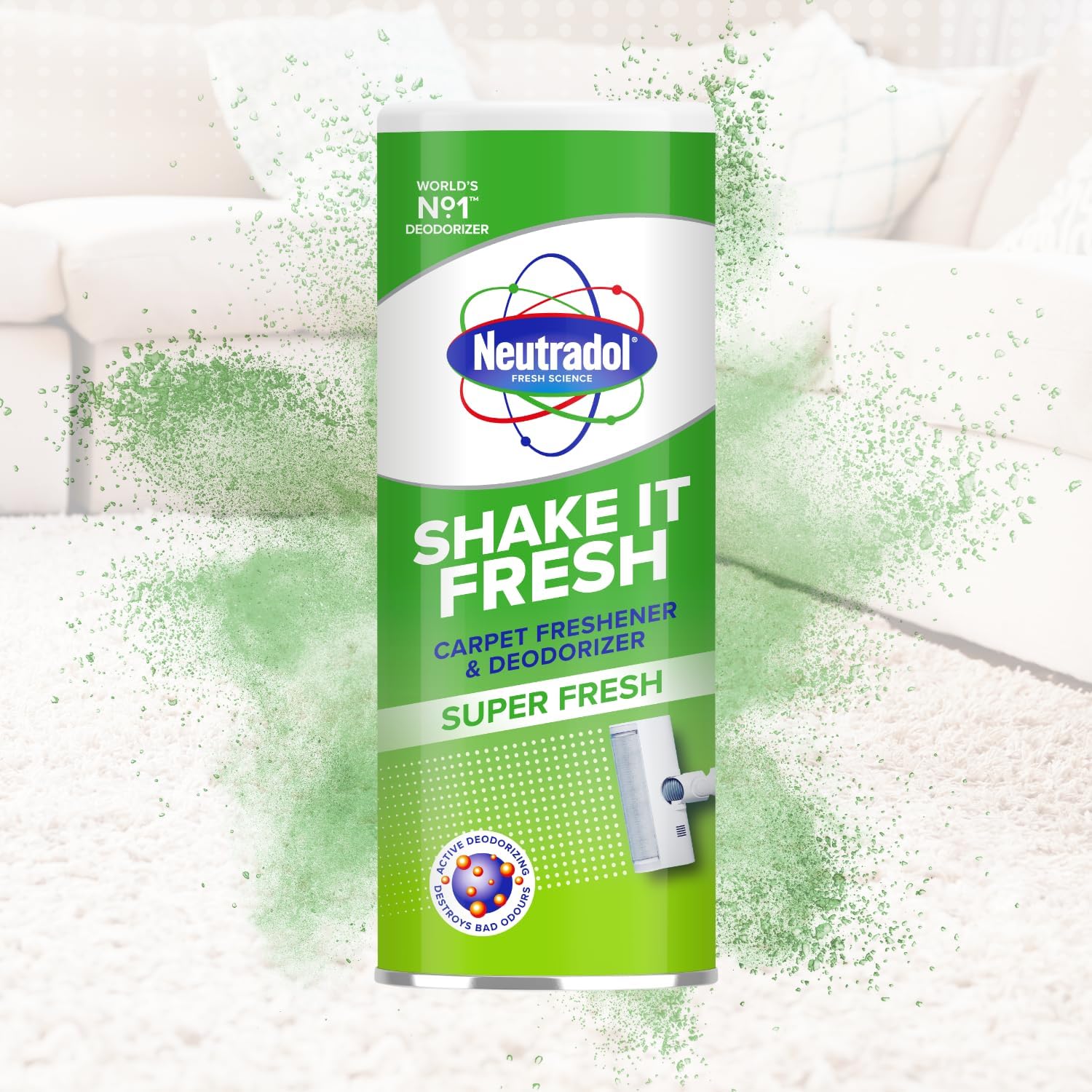 Neutradol Shake It Fresh Carpet Deodoriser, Odour Neutraliser For Carpets & Rugs, Super Fresh, Multipack Of 6 X 350G