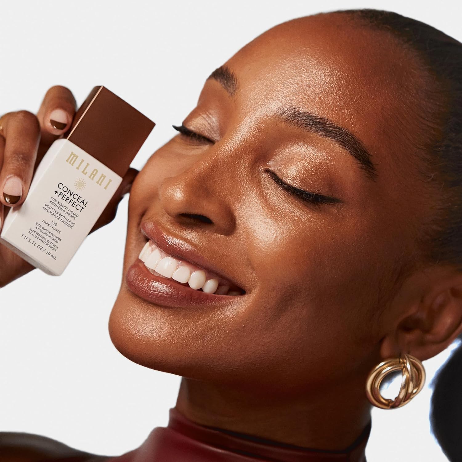 Milani Bronzer- Sun Kiss Bronzing Drops, Conceal + Perfect Liquid Bronzer For Sheer, Weightless Coverage & Hydration Enriched With Peptides & Tripeptides - Medium : Beauty & Personal Care