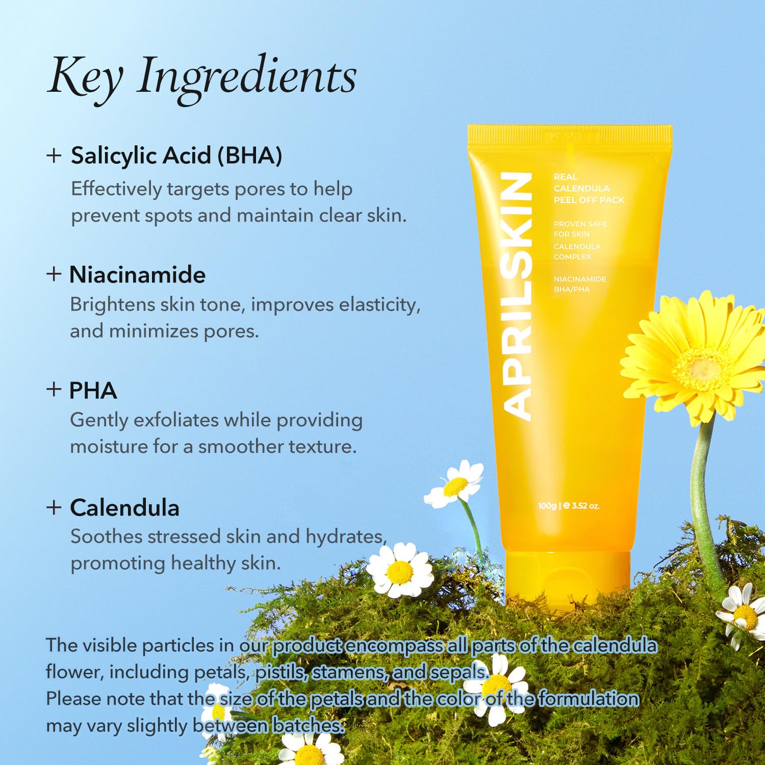 Aprilskin Calendula Flower-Infused Facial Peel Off Mask, 3.52 Fl. Oz, Pha, Bha & Niacinamide Gently Exfoliates, Removes Impurities, Improves Uneven Skin Tone, And Minimizes Pores, Korean Skincare : Beauty & Personal Care