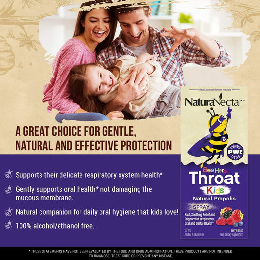 Naturanectar Exclusive Kids Propolis Throat Spray, Beehero Berry Blast Flavor (1 Pack)