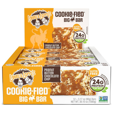 Lenny & Larry'S Cookie-Fied Big Bar 90G, Peanut Butter Chocolate Chip, 12-Pack With 24 Grams Of Plant-Based Protein Extra Large Vegan Snack Bars, 10G Prebiotic Fiber Non-Gmo, Kosher