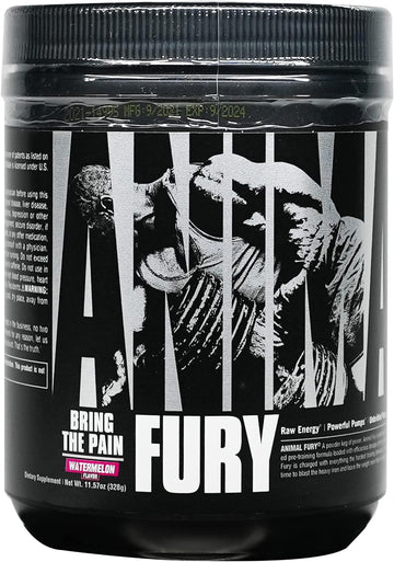 Animal Fury Pre Workout Powder Supplement  Energize Your Workout With More Focus, Energy, Endurance And Pumps, Watermelon, 20 Servings, 11.28 Ounce
