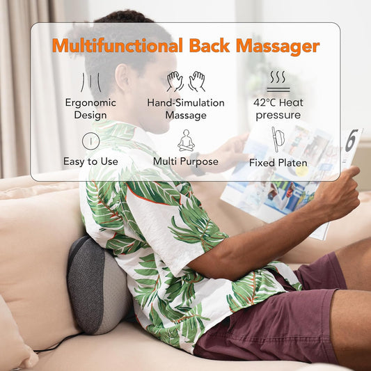 Breo Back Neck Massager With Heat, Shiatsu Deep Kneading Massage Pillo