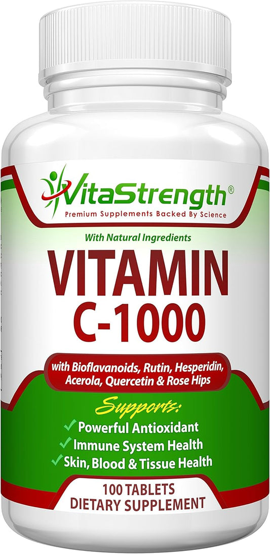 Vitamin C-1000 Complete Complex With Bioflavonoids, Rutin, Aceroia, Hesperidin, Quercetin And Rose Tips- 1000 Milligrams - Immune Support System Health - 100 Days Worth