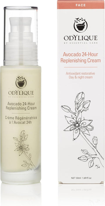 Odylique - Natural Face Moisturiser – Avocado 24 Hour Replenishing Cream - With Vitamin Rich Avocado + Rejuvenating Frankincense – For Dry Skin (50Ml)