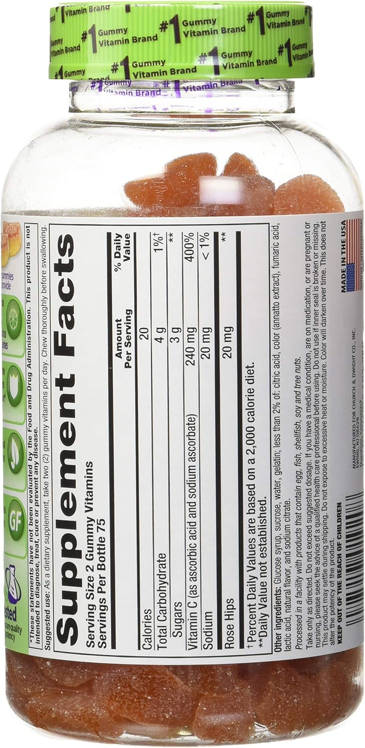 Vitafusion Power C Adult Vitamins Gummy, Immune Support, Natural Orange 150 ea (Pack of 2)