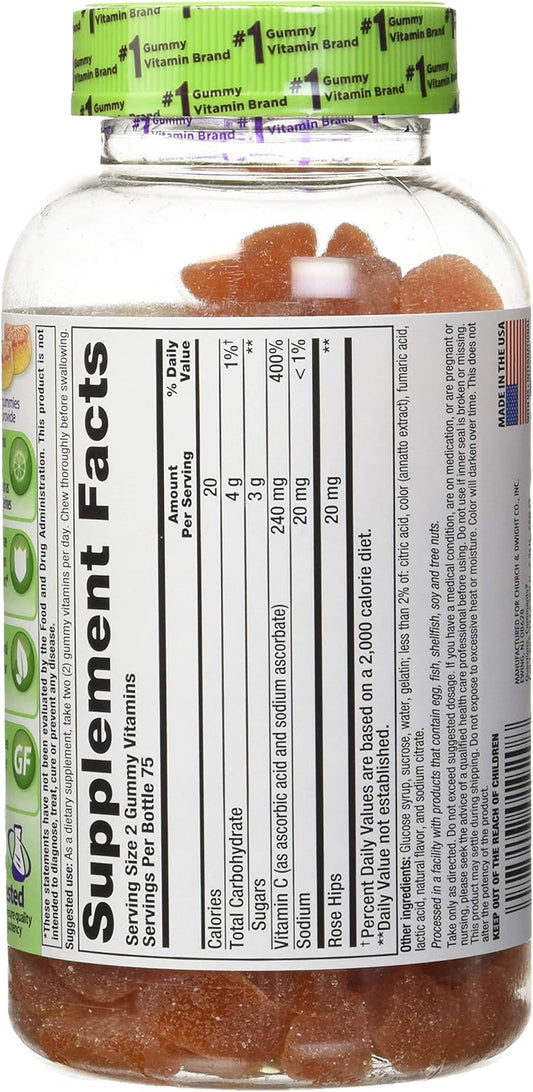 Vitafusion Power C Adult Vitamins Gummy, Immune Support, Natural Orange 150 ea (Pack of 2)