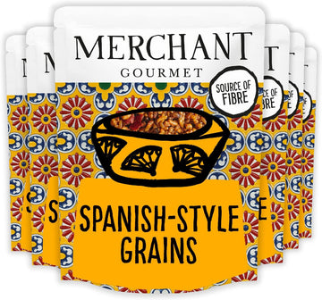 Merchant Gourmet Cooked Spanish-Style Grains & Rice - Microwave Rice Mix - Source Of Fiber, Low Fat & Vegan - Pack Of 6 X 250G Ready-To-Eat Pouches