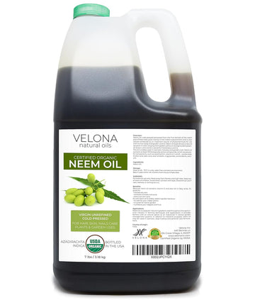 velona Neem Oil USDA Certified Organic - 1 Gallon / 128 Fl Oz | 100% Pure and Natural Carrier Oil | Virgin, Unrefined, Cold Pressed | Hair, Body and Skin Care | Use Today - Enjoy Results