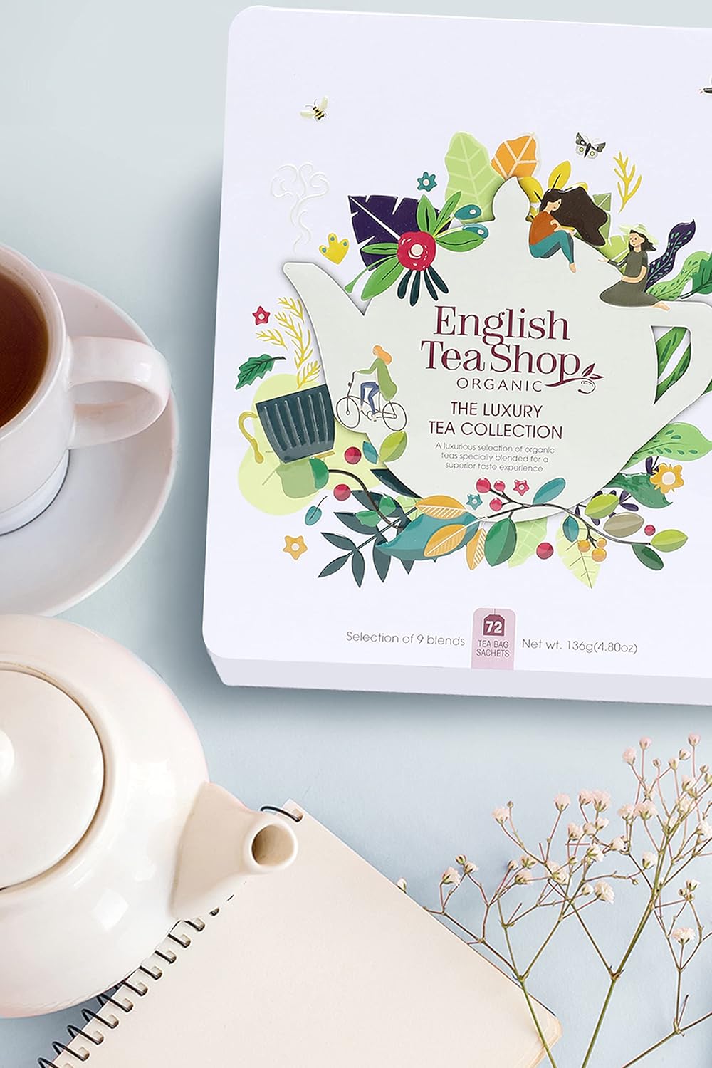 English Tea Shop Organic Luxury Gift Tin - 72 Tea Bag Sachets - 6 Different Flavours., 136 g : Amazon.co.uk: Grocery