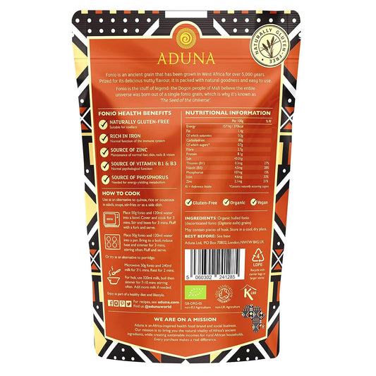 Aduna Organic Fonio Super-Grain | Ancient African Wholegrain | Naturally Gluten-Free Grain For Salads, Stir-Fries, Porridge & Baking | Quick-Cooking Rice, Quinoa & Couscous Alternative | 1Kg
