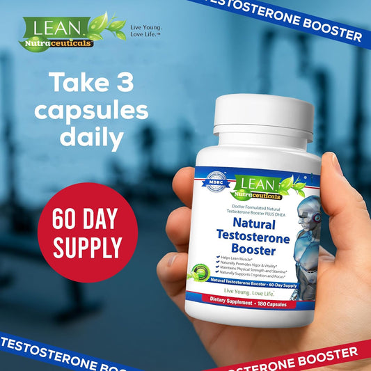 Lean Nutraceuticals Testosterone Booster For Men - Strength, Endurance, And Vitality - 180 Caps