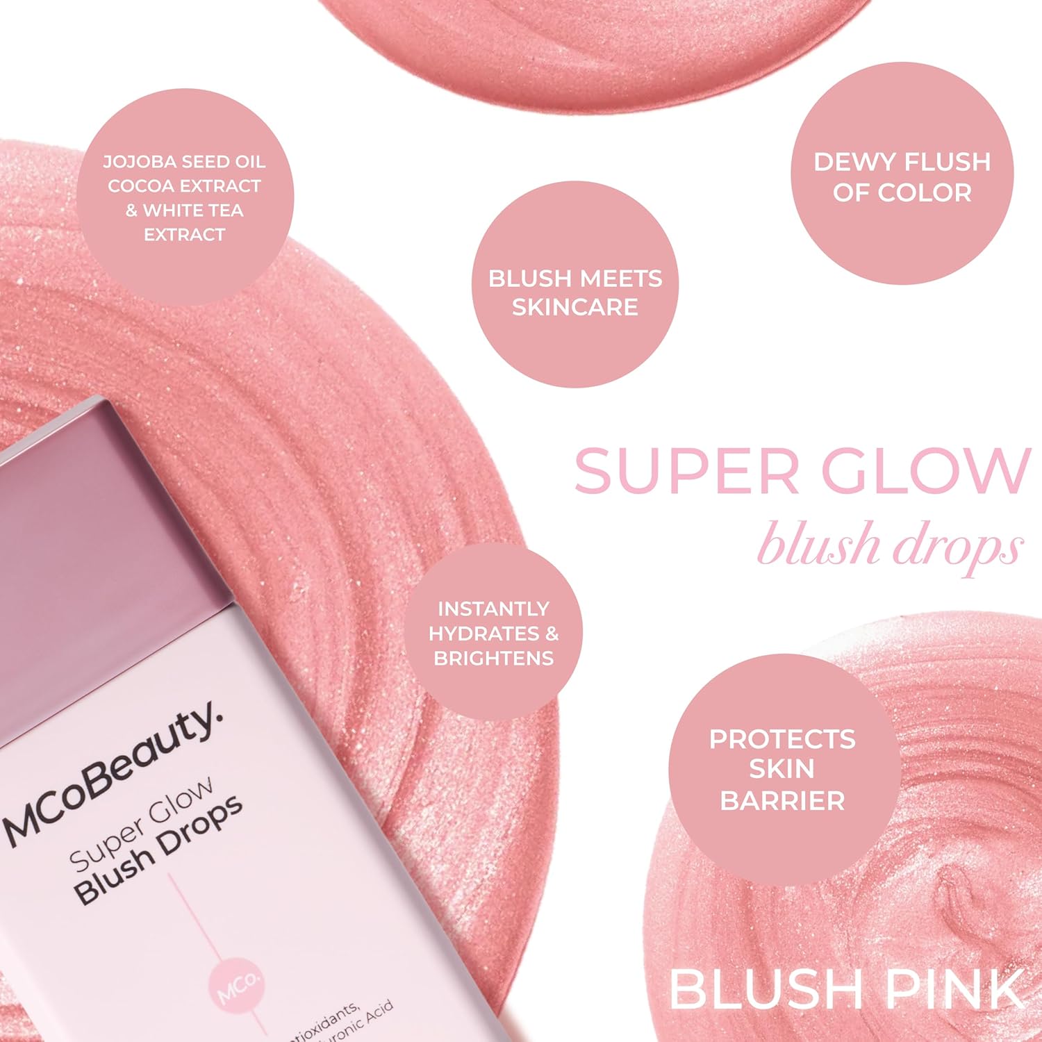 Mcobeauty Super Glow Blush Drops, Blush Pink, Instantly Warm And Illuminate Your Complexion, Vegan, Cruelty Free Cosmetics : Beauty & Personal Care