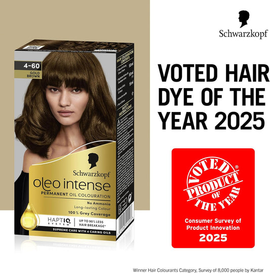 Schwarzkopf Oleo Intense Permanent Oil Colour 3-33 Rich Plum Hair Dye, 100% Grey Coverage, Conditioner With Haptiq System, Long-Lasting Colour, Ammonia Free Hair Dye