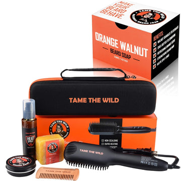 Tame'S Beard Straightener Essential Kit And Tame'S Orange Walnut Beard Soap Bundle