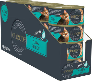 Encore 100% Natural Wet Cat Food, Tuna Fillet In Broth (Pack Of 16 X 70G Tins)Enc1003-1En