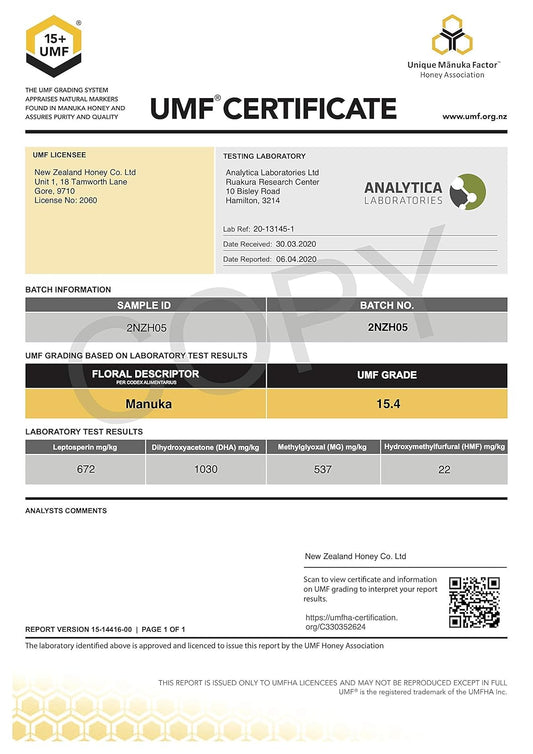 Raw Manuka Honey Special Bundle - New Zealand Honey Co. Umf 15+ / Umf 20+, Umf Certified / 8.8Oz
